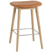 Muuto Fiber baarituoli matala Wood Base - 65 cm - Refine Leather Cognac Oak