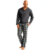 H.I.S. Pitkä pyjama harmaa / vihreä