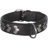 Trixie Active nahkainen kaulus metallireunuksella, M 38-45cm / 40 mm, musta