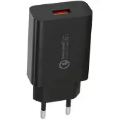 Sign Seinälaturi USB-A QC 3.0, 18W, 3A - musta (SN-BL001)