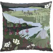 Arvidssons textil Fjällvandring tyynynpäällinen 47x47 cm Sini-vihreä