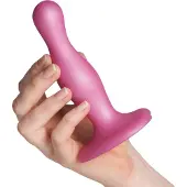 Strap-On-Me Curvy S - aaltokuvioitu, imukupilla varustettu dildo (pinkki)