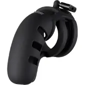 Shots Model 19 - Chastity - 4.5" - Silicone Cage Ballsplitter - Black
