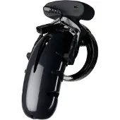 Shots Model 22 - Chastity - 12 cm -Black Cock Cage with Electro Musta