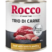 Rocco 6 x 800g Trio di Carne nauta, lammas & siipikarja Classic koiranruoka