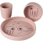 Done by Deer Sea Friends Silikoni Dinner Set Powder Powder-OS Vaaleanpunainen One Size Pojat, Tytöt