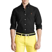 Ralph Lauren for man. 710772288001 Slim fit garment dyed black oxford shirt (XXL), Casual, Cotton, Long sleeve