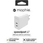 Mophie WALL ADAPTER DUAL USB-C - PD 67W GAN WHITE