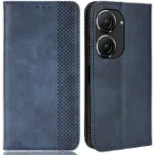 SKALO Asus Zenfone 9 5G Kohokuvioitu Premium lompakkokotelo - Sininen