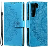 SKALO Samsung S22 Mandala lompakkokotelo - Sininen