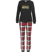 LASCANA Pyjama kulta / vaaleanharmaa / tulenpunainen / musta