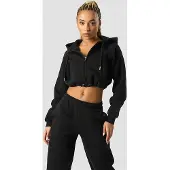 ICANIWILL Everyday Cropped Zip Hoodie Black