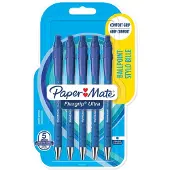 Papermate Flexgrip Ultra, Klipsi, Kuulakärkikynä klikkausmekanismilla, Uudelleentäytettävä, Sininen, 5 kpl, Keskikokoinen (2027755)