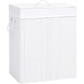 vidaXL Bambu pyykkikori 2 osiota valkoinen 100 l