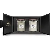 Woodwick Fireside & Linen lahjasetti sisältää puusydämen (gift box)