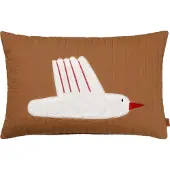 Ferm Living Bird tikattu tyyny, 40 x 60 cm, ruskea