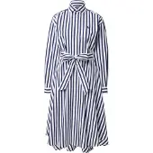 Ralph Lauren Belted Wide-Stripe Cotton Shirtdress - Blue - 38
