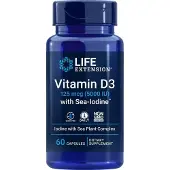 Life Extension D3-vitamiini merilevästä, 5000 IU - 60 kapselia