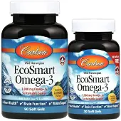 Carlson Labs EcoSmart Omega-3, 1000 mg Luonnollinen Sitruuna - 90 + 30 kapselia