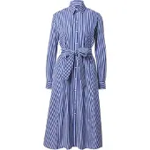 Ralph Lauren Belted Striped Cotton Shirtdress - Blue - 34