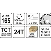 YATO TCT-sahalevy - TRIZERATOP - YT-82810 - 165x24x16 mm - Karkaistut hampaat (Widia) - Nopea ja tarkka leikkaus