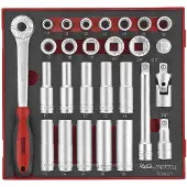 Teng Tools 27-osainen hylsyavainsarja 1/2\"-neliötappikiinnityksellä. TED1227