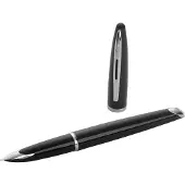Waterman Carène Black Sea Fountain Pen | High-Gloss Black with Palladium Plated Trim | Medium Nib with Blue Ink Cartridge | Gift Box