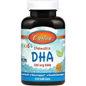 Carlson Labs Lasten tyggelevy DHA, 100 mg Appelsiini - 120 kapselia