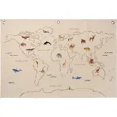 Ferm Living The world -kangaskartta Offwhite