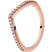 Pandora Wishbone 14K Rose Gold-Plated Ring With Clear Cubic Zirconia - Pink - 58