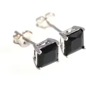 Silver Bar nelikulmaiset zirkoniakorvakorut musta 4x4 mm 3478