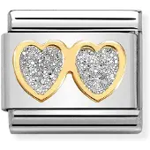 Nomination Composable Classic Link Double Heart with Glitter 030220 01
