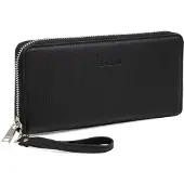 Aarni hirvennahkainen Clutch-lompakko hopeanvärisellä vetoketjulla musta