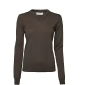 Chevalier Blaise V-Neck Merino Pullover Women Leather Brown 44W