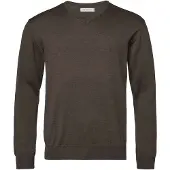 Chevalier Aston V-Neck Merino Pullover Men Leather Brown 3XL