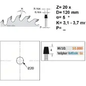 Cmt Etusaha 238; 120x3,7x20; Z20; 5°