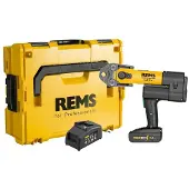 Rems Akku-Press 22 V ACC Sähköhydraulinen johdoton radiaalipuristin, jossa on automaattinen palautus. Toimitetaan 1 akun ja laturin kanssa