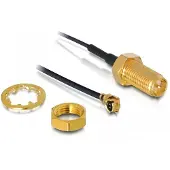 DeLOCK – RP-SMA jack bulkhead to MHF1 Antenna Cable, 1.13, 20cm, 10mm Thread (88420)