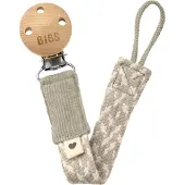 BIBS Pacifier Clip Braided ? Sand/Ivory