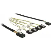 DeLOCK – Cable Mini SAS SFF-8087 > 4 x SATA 7 pin + Sideband 1 m metal (85682)