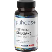 Raw Organic Puhdas+ Premium Omega-3 EPA &amp; DHA 300mg 80 kaps.