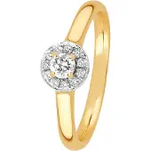 Lykken Elegance halo timanttisormus keltakulta 0,18 ct-185