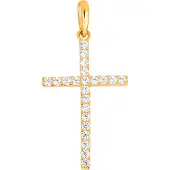 Lykken Crosses kultainen ristiriipus zirkonioilla 21 x 12 mm