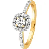Lykken Keltakultainen halo-timanttisormus 0,38 ct-165