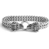 Lykken Viking Suden pää teräsrannekoru 12 mm 19 cm