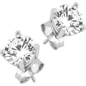 Lykken Casuals hopeiset tappikorvakorut zirkonia 4 mm