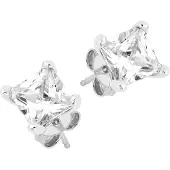 Lykken Casuals hopeiset tappikorvakorut nelikulmainen zirkonia 4 mm