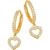 Lykken Hearts sydämenmuotoiset kultakorvakorut zirkonioilla 12 mm