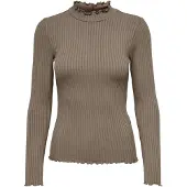 JDY Jdyfransiska Life L/S Hi-Nck Top Jr Noos - Brown - L