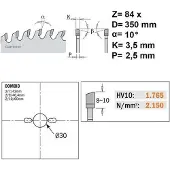 Cmt Katkaisuterä puulle 285; 350x3,5x30; Z84; 10°